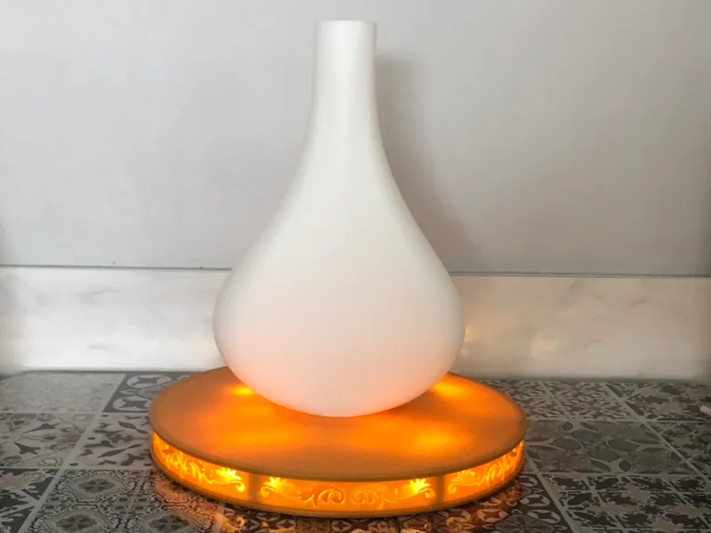 Decorative vase and base with lights