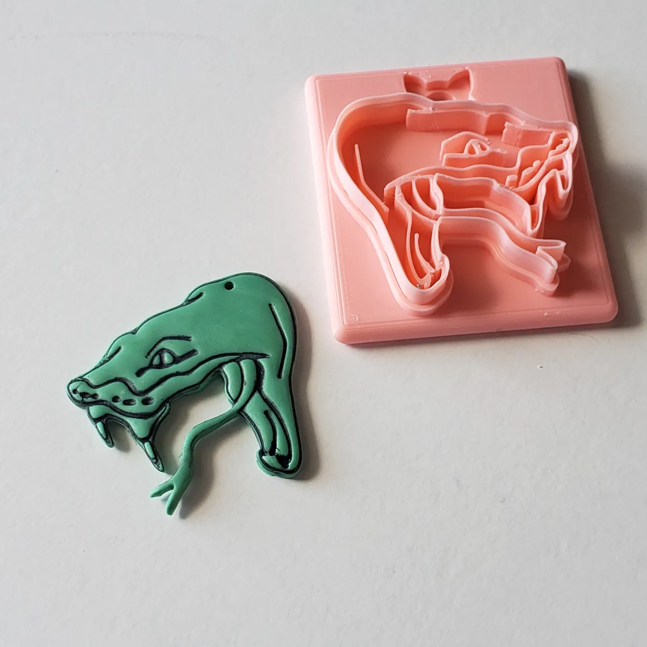Hissing Snake Head Polymer Clay Earring Cutter view 3
