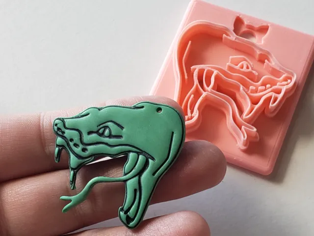 Hissing Snake Head Polymer Clay Earring Cutter
