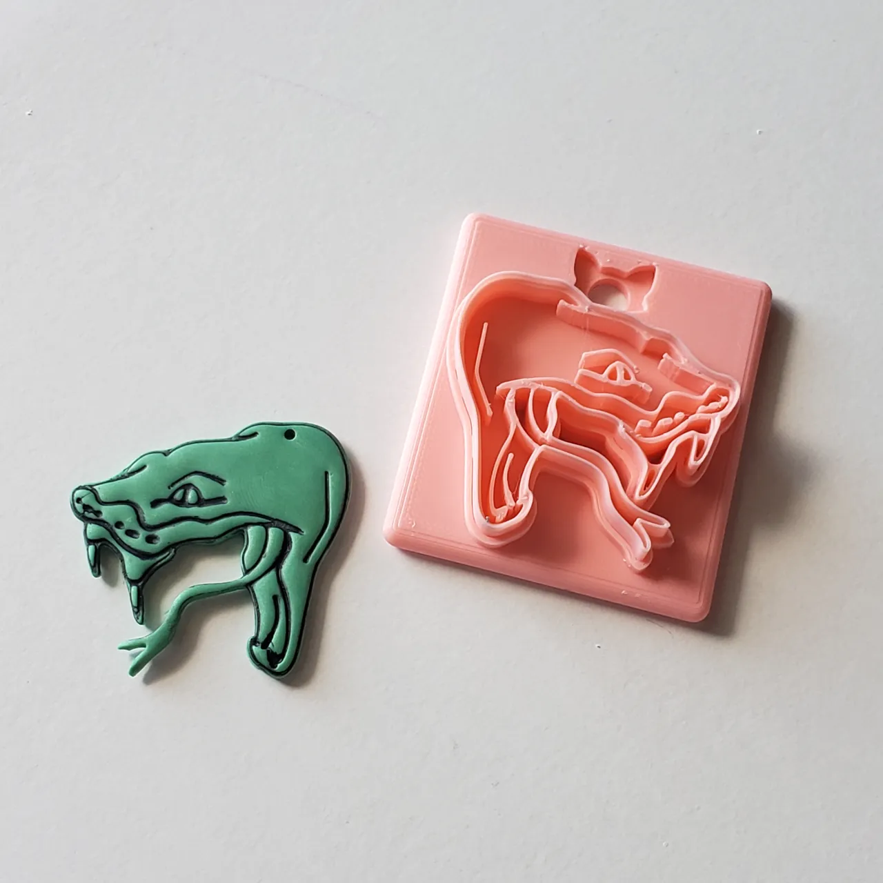 Hissing Snake Head Polymer Clay Earring Cutter view 2