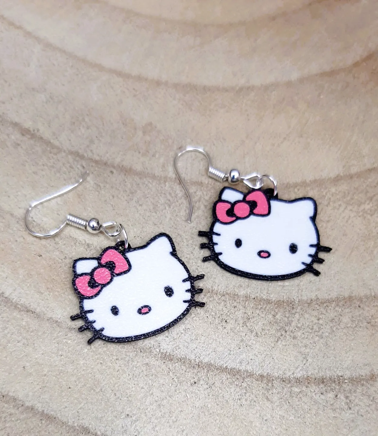 Hello Kitty face earrings view 2
