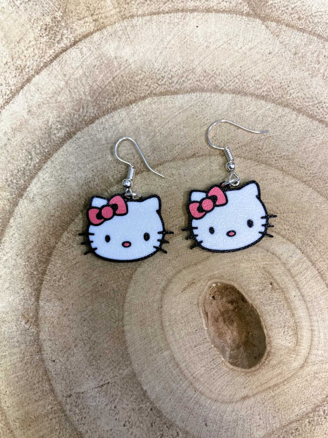 Hello Kitty face earrings view 3