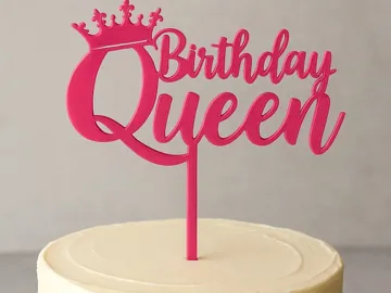 Soporte: Birthday Queen Crown Cake Topper – 3D Printed — vista de referencia 3