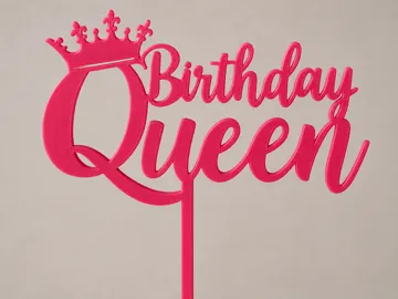 Soporte: Birthday Queen Crown Cake Topper – 3D Printed — vista de referencia 4