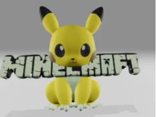 pikachu holding a Minecraft sign