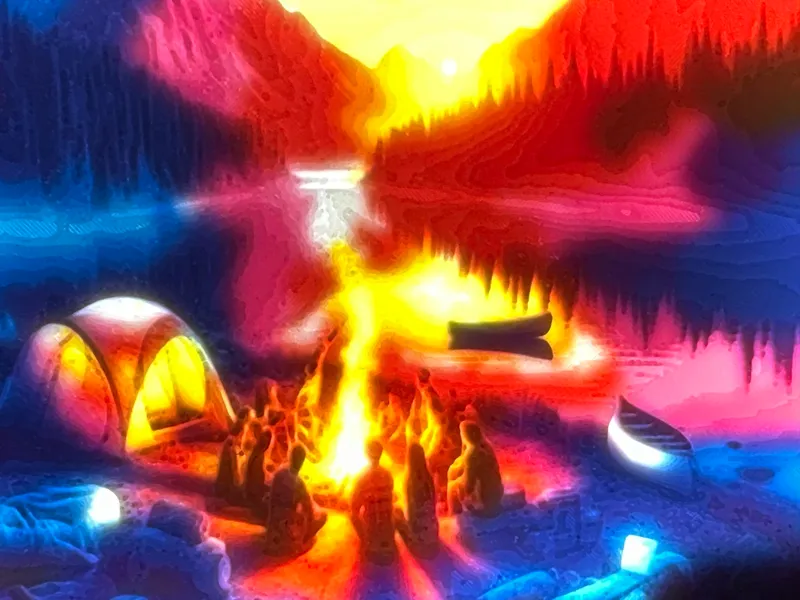 Camping Mountain Lake Lithophane
