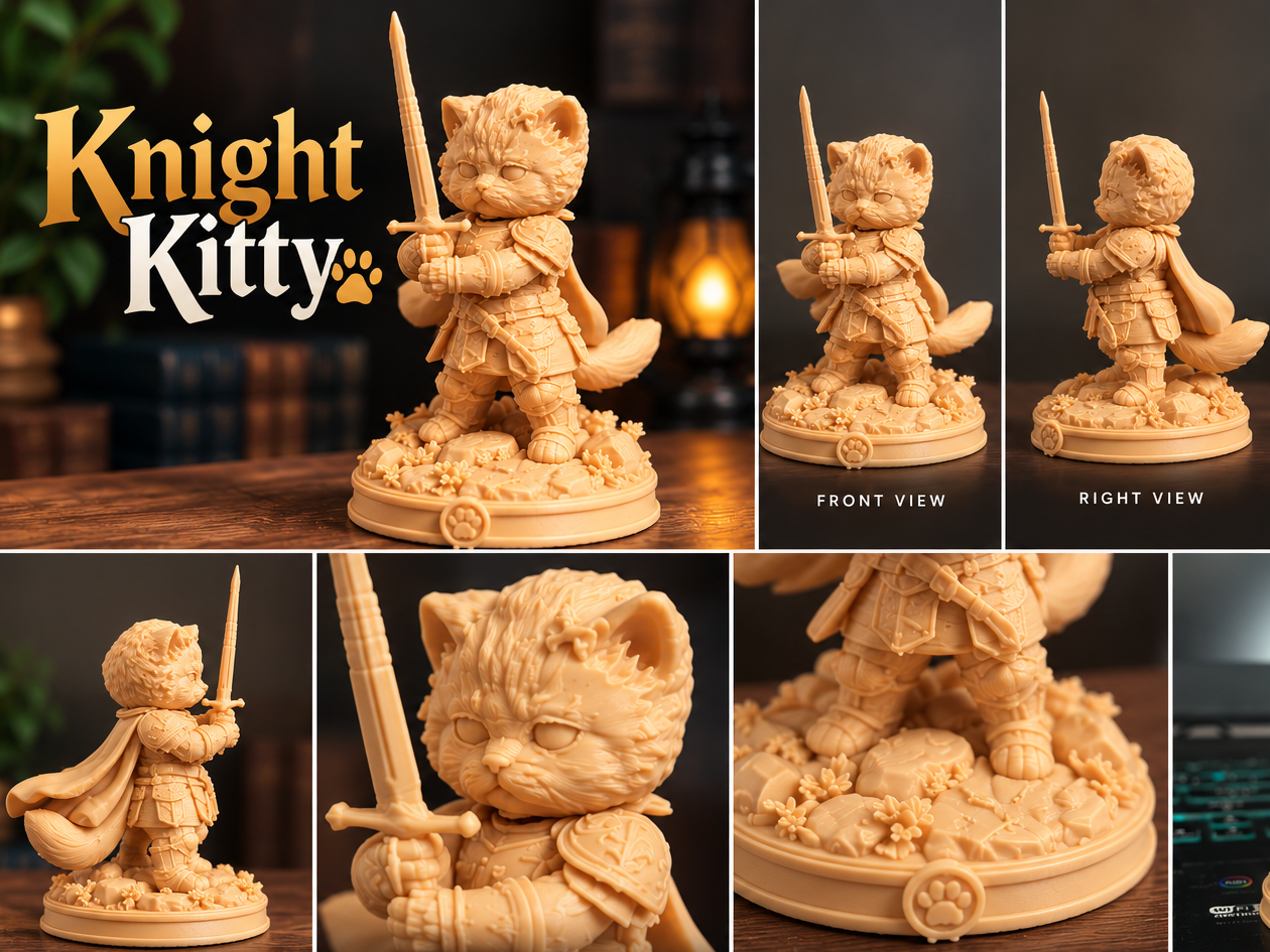 Knight Kitty – Cute Cat Warrior - Single Color - 1