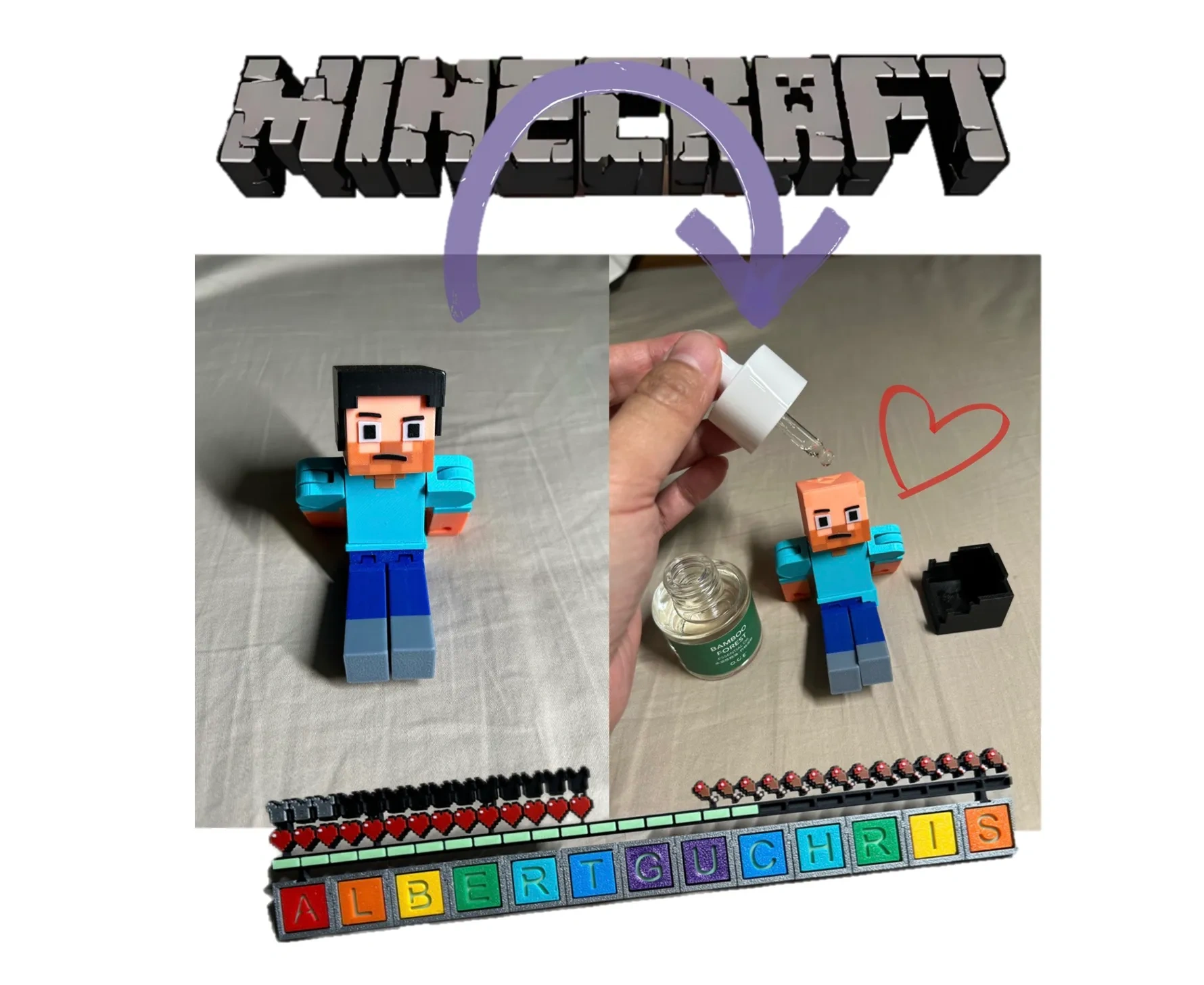 Miniatura 3 do modelo 3D 我的世界 Minecraft Steve 史蒂夫可动小人 玩具 组装几乎无竹屎，8关节可动