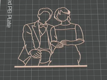 Accesorio para impresora 3D: Wedding Couple Line Art | Bride & Groom — vista de referencia 3