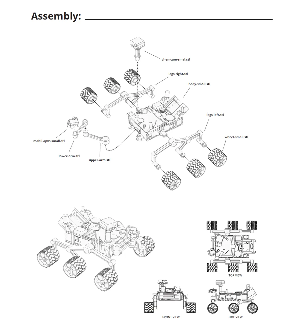 Simplified Curiosity Rover (Small) with instructions by xchgre - MakerWorld