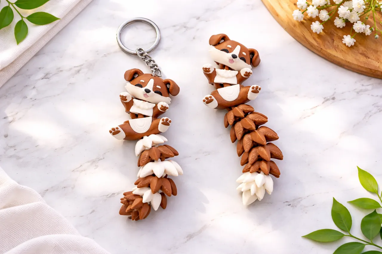 Fluffy Tail Cute Flexi Puppy - Toy / Keychain view 2