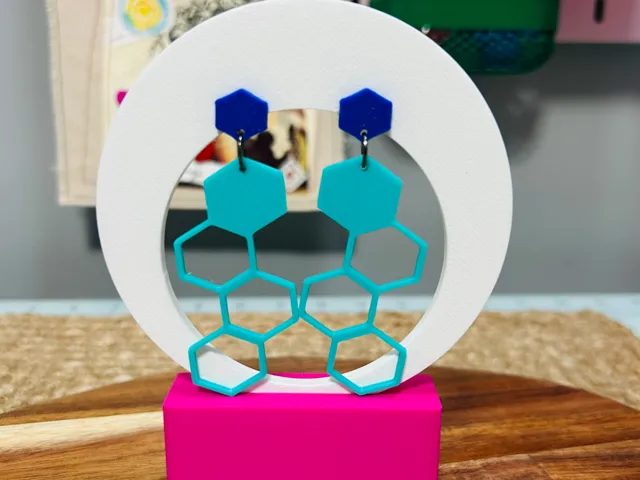 honeycomb hexagon geometric retro earrings
