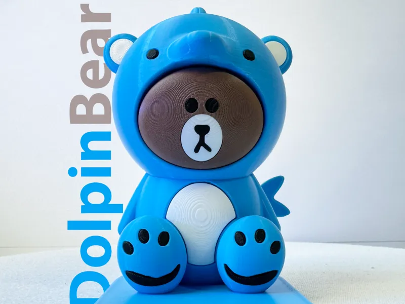Phone stand - a Cute Bear in a Dolphin costume