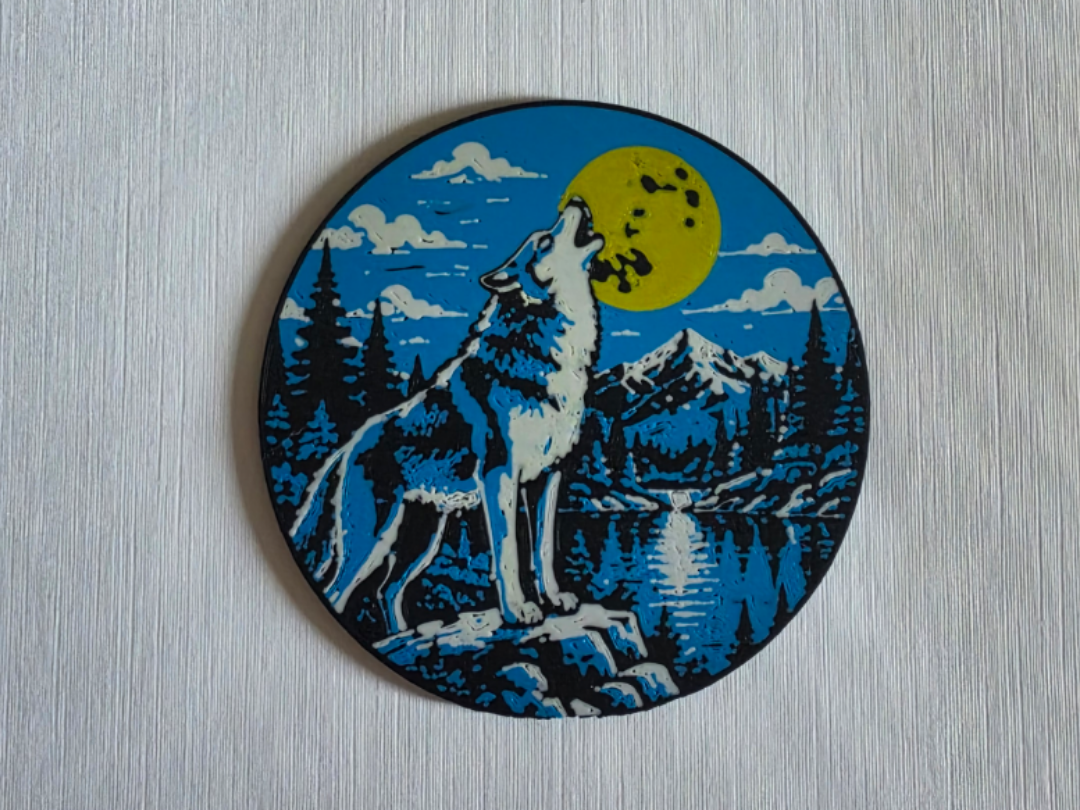 90mm round wolf coaster 3D model by NezzyCFC