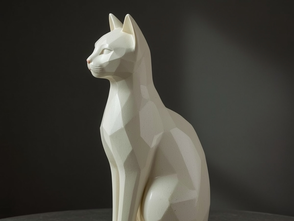 Modern Low Poly Cat Sculpture | Interior Decor