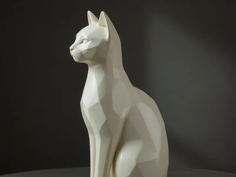 Modern Low Poly Cat Sculpture | Interior Decor