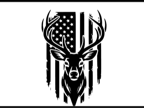 buck in front of a flag 