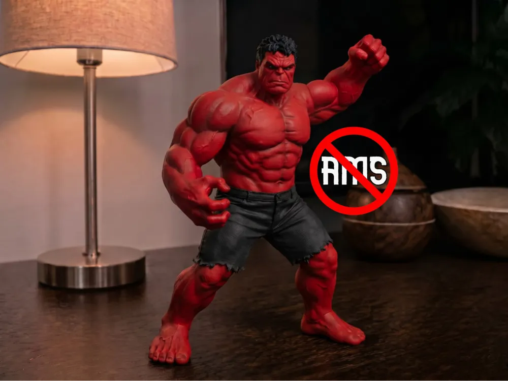 Hulk Red Fall Red Hulk Battle Pose NO AMS Collectible - Free 3D Print Model - MakerWorld