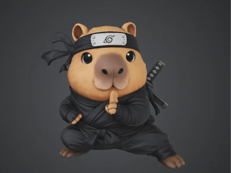 Capybara Ninja – Cute Printable Figure