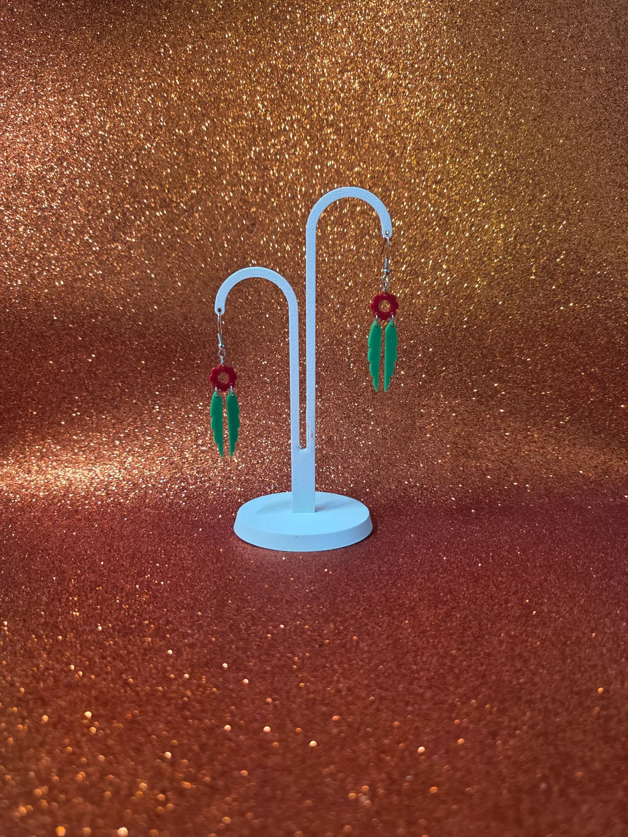 Crimson leaf earrings view 3
