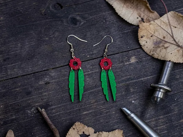 Crimson leaf earrings
