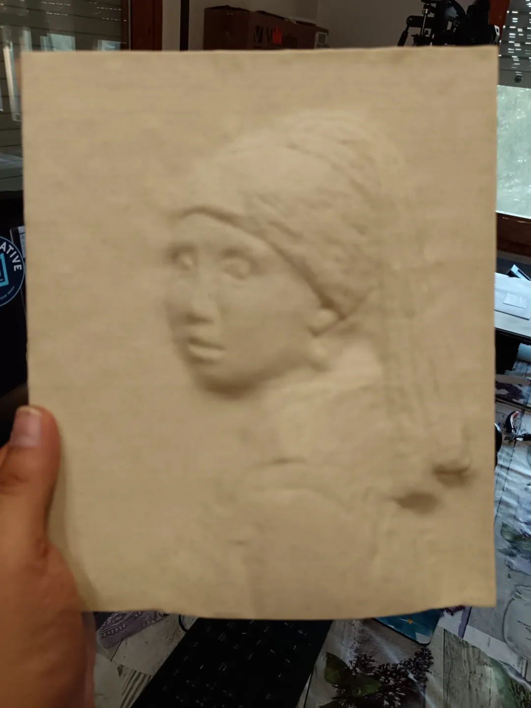3D Bas-Relief of Girl with a Pearl Earring view 3