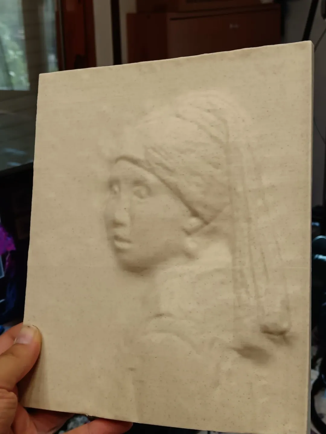 3D Bas-Relief of Girl with a Pearl Earring view 4