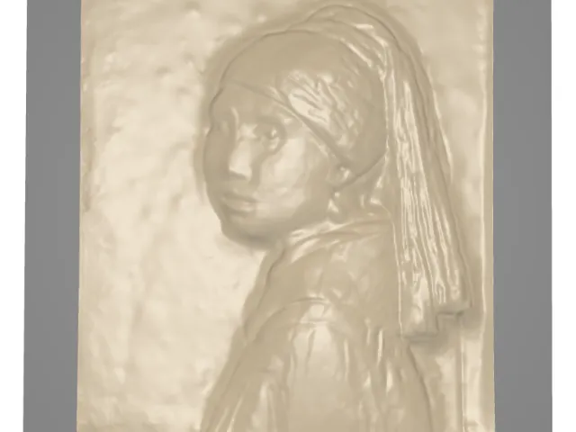 3D Bas-Relief of Girl with a Pearl Earring