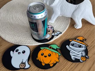 Spooky-Cute Halloween Coaster Set