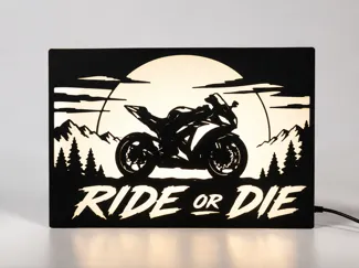 Ride or Die Motorcycle Lightbox Sunset Biker Sign