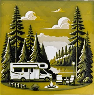 Hueforge of a camper in nature