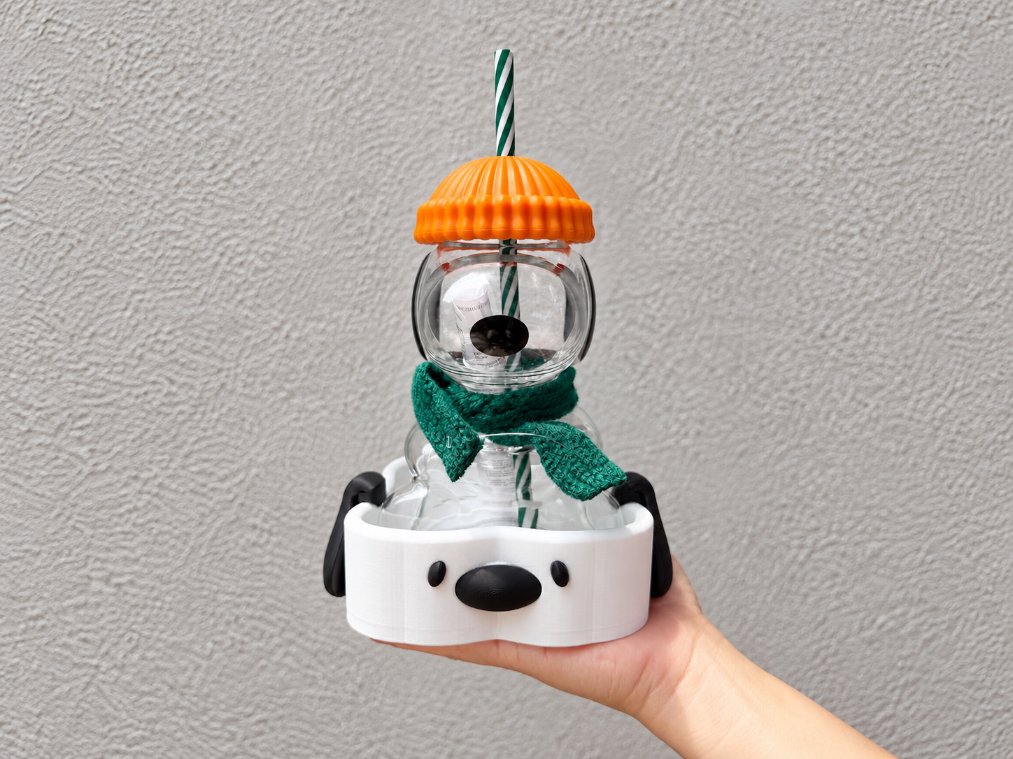 Cute Puppy Cup Holder & Straw Lid 3D model