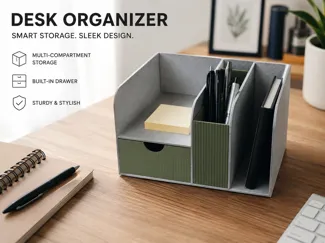 Modern Desk Organizer with Drawer | No Supports