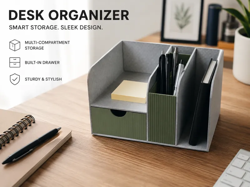 Modern Desk Organizer with Drawer | No Supports