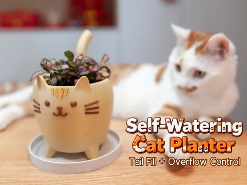 Cute Self-Watering Cat Planter | Tail Refill