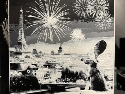 Ratatouille Hueforge B&W Wallart