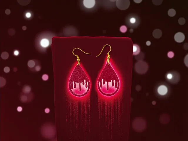 Drop of blood dripping earrings
