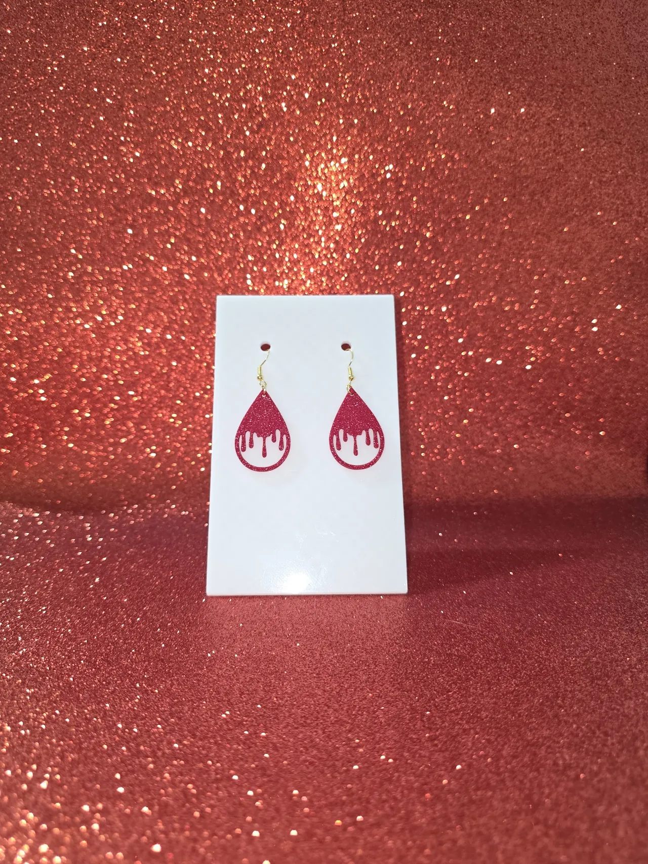 Drop of blood dripping earrings view 2