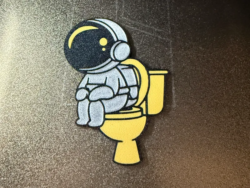 Astronaut on Toilet - Multicolor Wall Art
