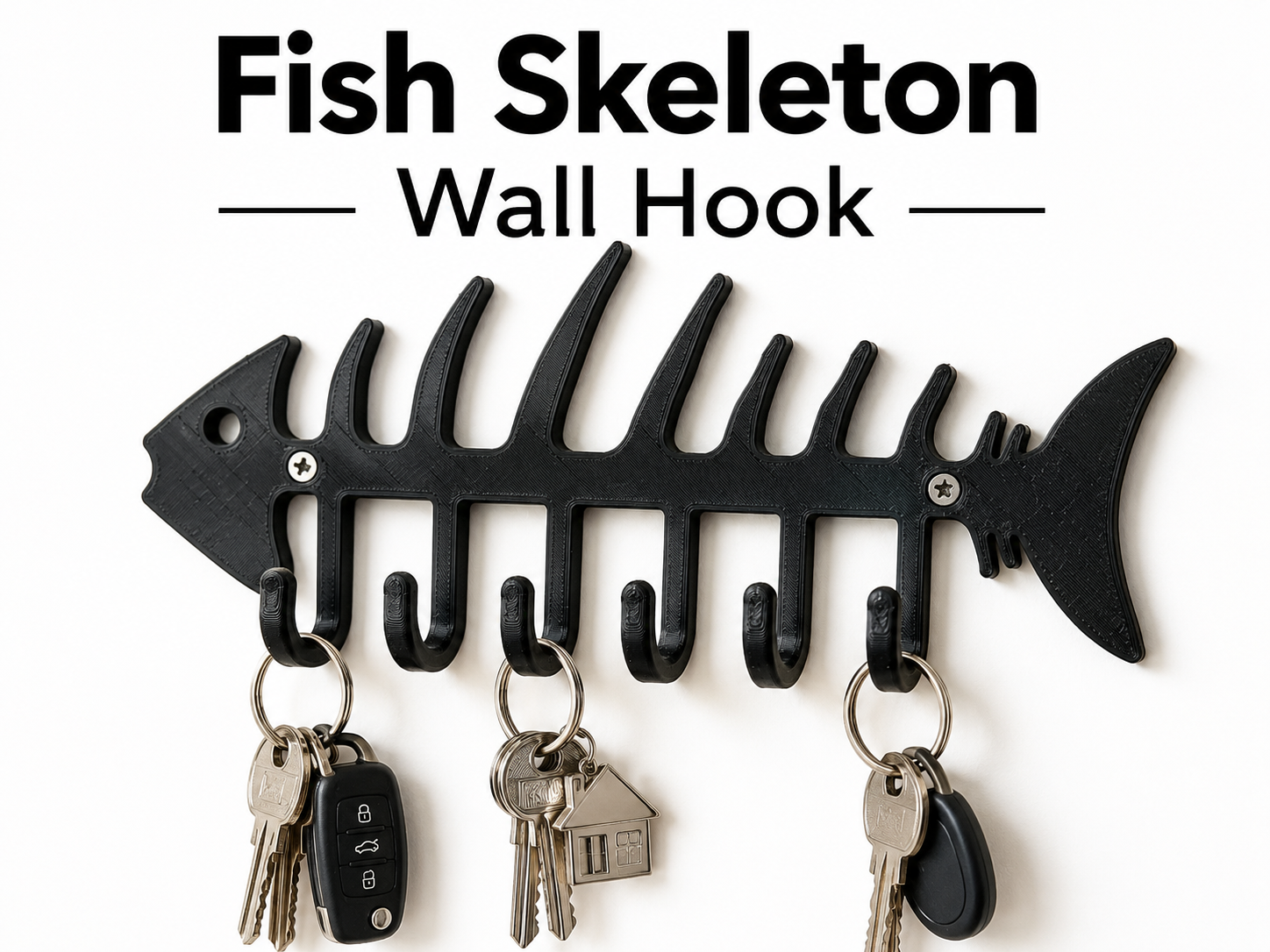 Fish Skeleton Wall Hook | Decorative Key Holder