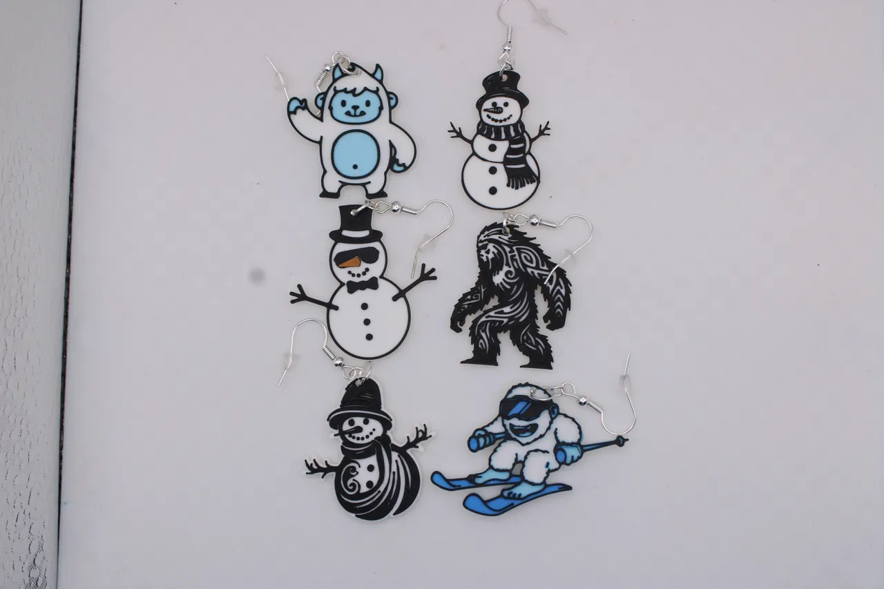 Yetti and snowman Earrings view 2