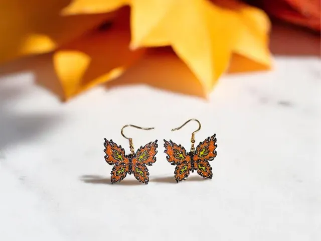 Flaming butterfly earrings