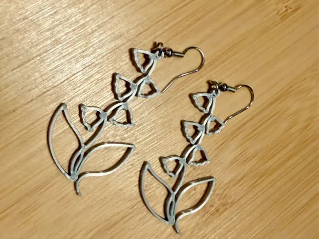Line Art Lily of the Valley Earrings