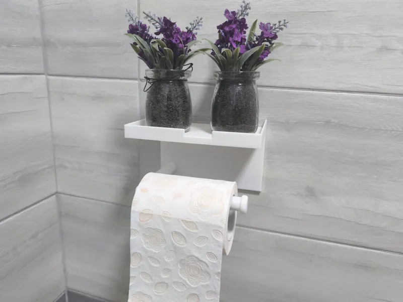 Toilet paper with phone/candle place