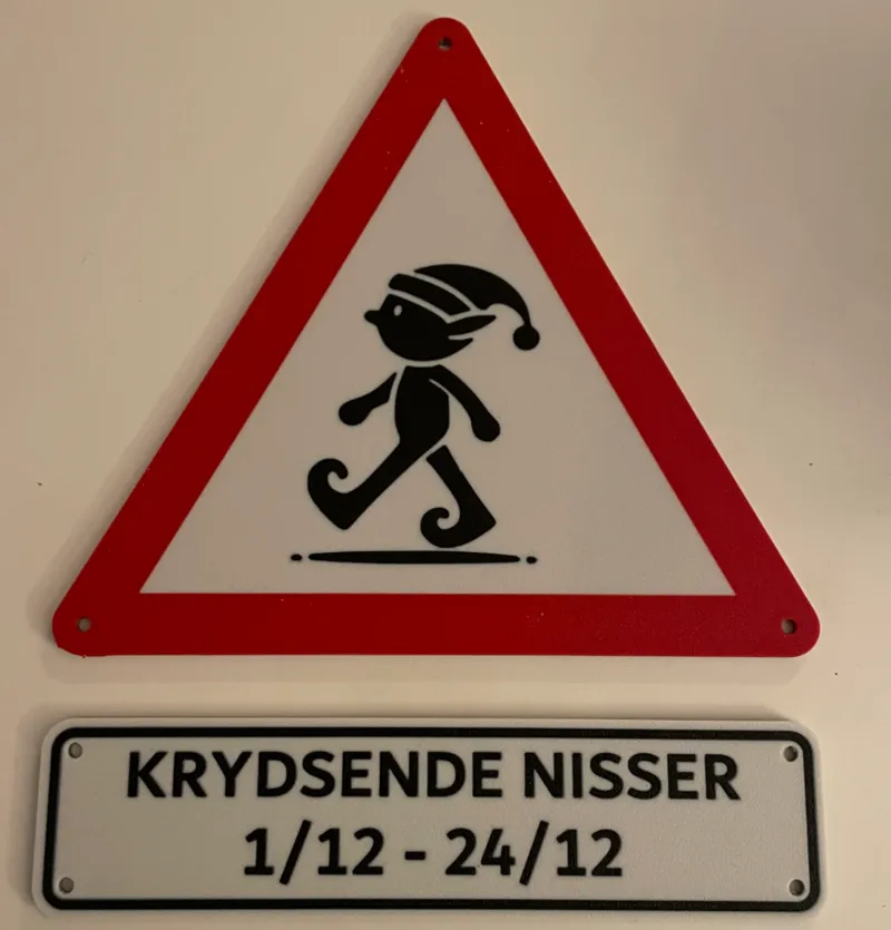 Juleskilt - Krydsende nisser