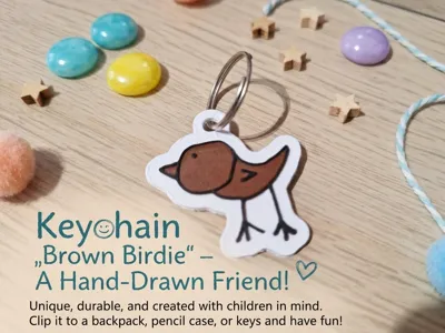bird keychain designed by my daughter