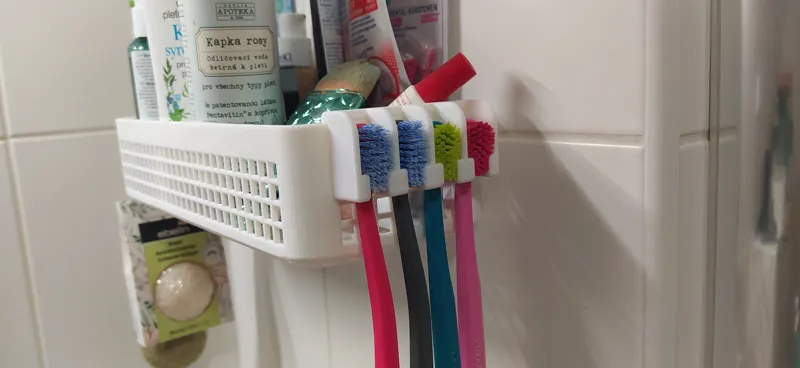 Bathroom shelfs with toothbrush holders