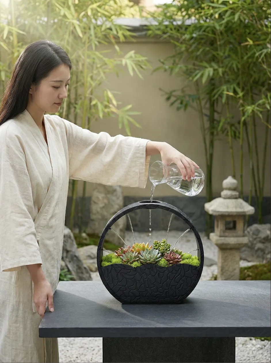 Zen Circular VASE Minimalist Self-Watering System view 2