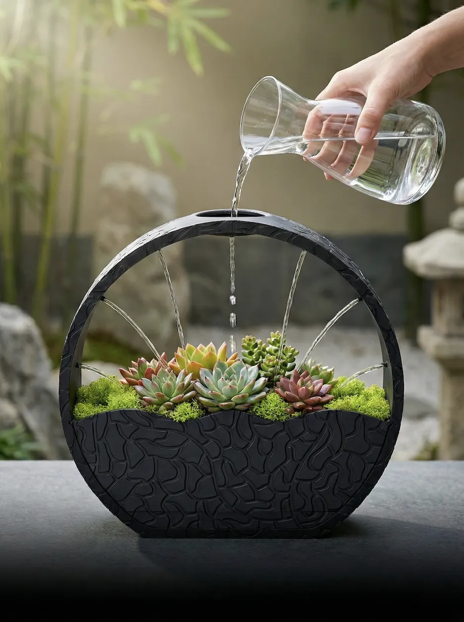 Zen Circular VASE Minimalist Self-Watering System view 3
