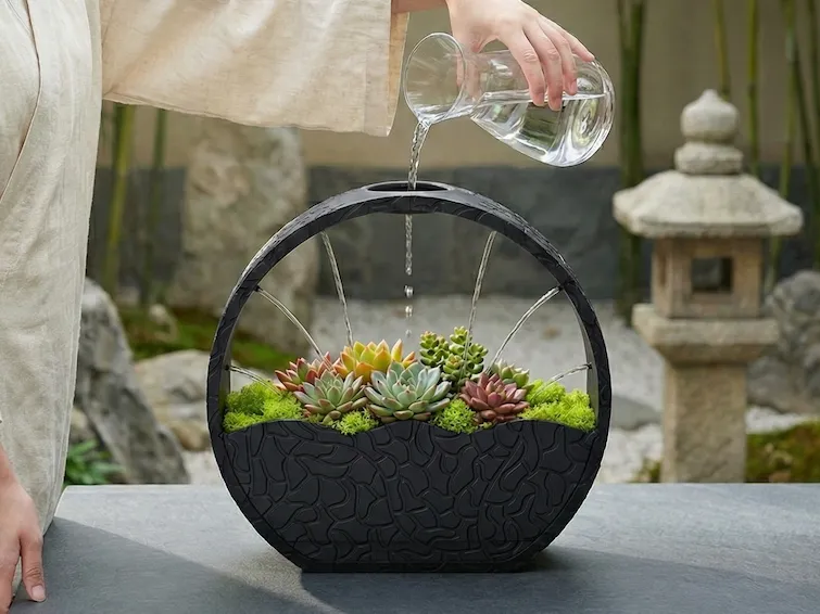 Zen Circular Self-Watering Vase - Automotive - PLA - 3D printed product